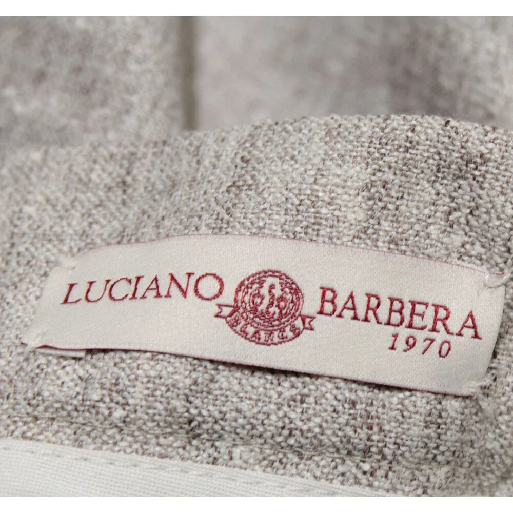 Luciano Barbera NWT Pleated Dress Pants Size 50 (US 34) in Brown Linen Blend